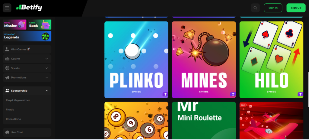 Betify jeu casino