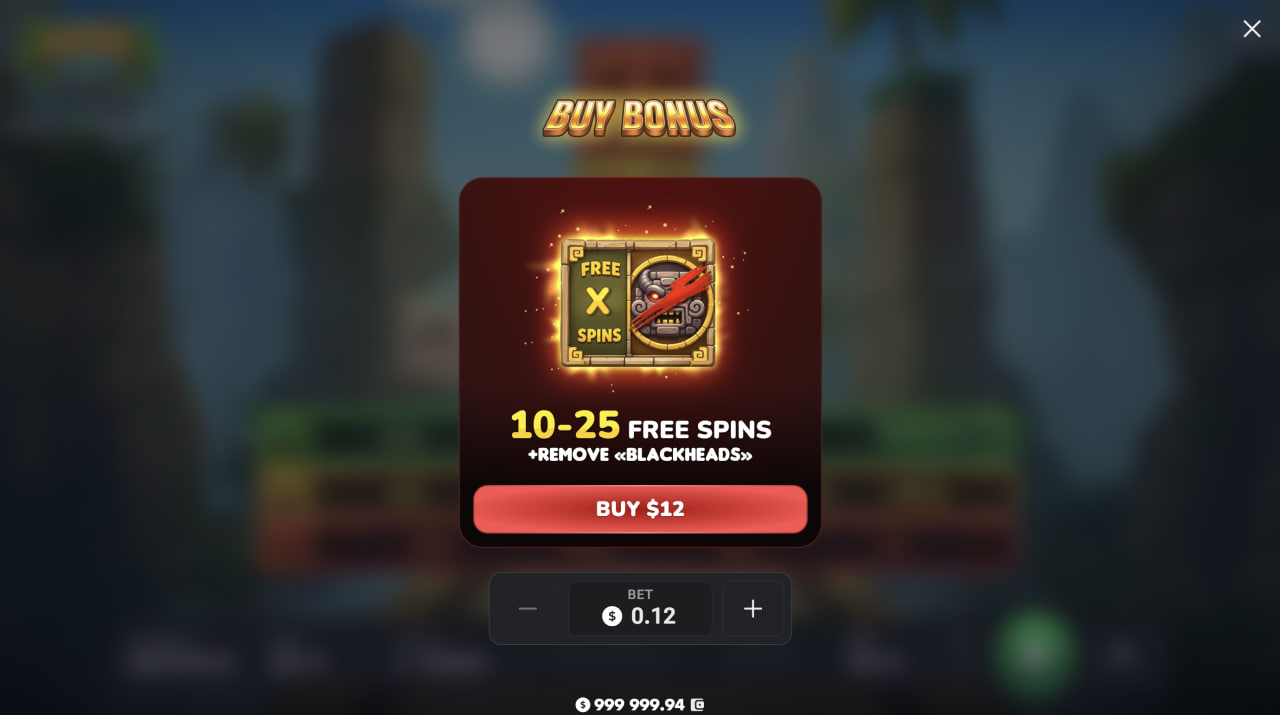 Fenêtre Buy Bonus d'Aztec Totem avec 10 à 25 Free Spins