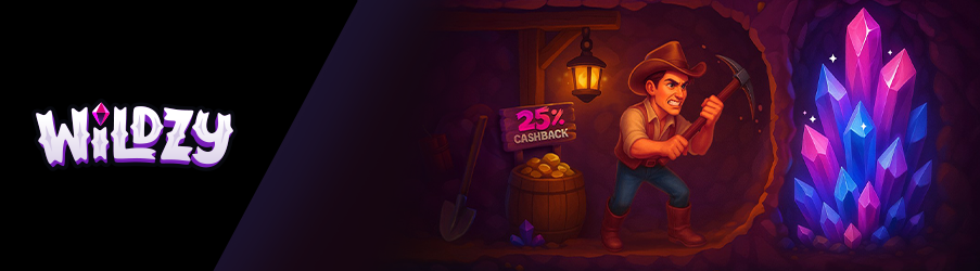 Avis Wildzy casino : bannière du bonus de bienvenue et inscription